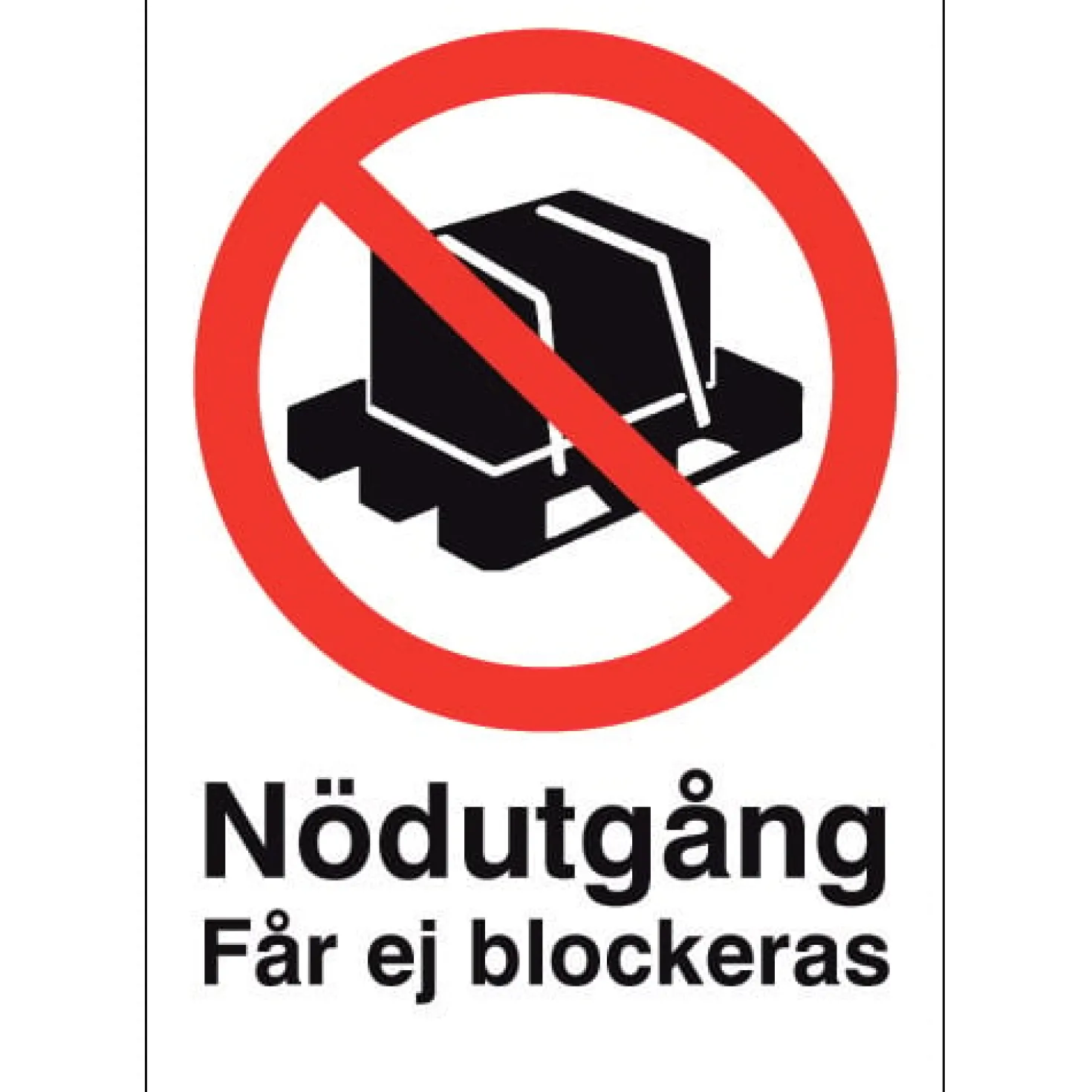 Informationsskylt Nödutgång får ej blockeras, A4, aluminium