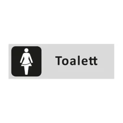 Informationsskylt Toalett Dam, aluminium, 225x80mm, självhäftande