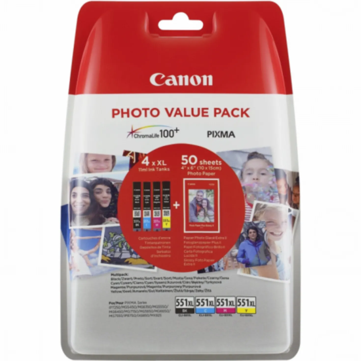 Ink-Jet Canon CLI-551XL value pack & papper 10x15 50st