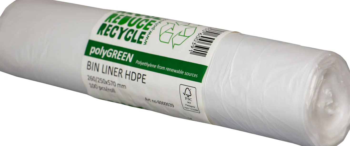 Insatspåsar polyGREEN 30 liter, transparent, 100 st
