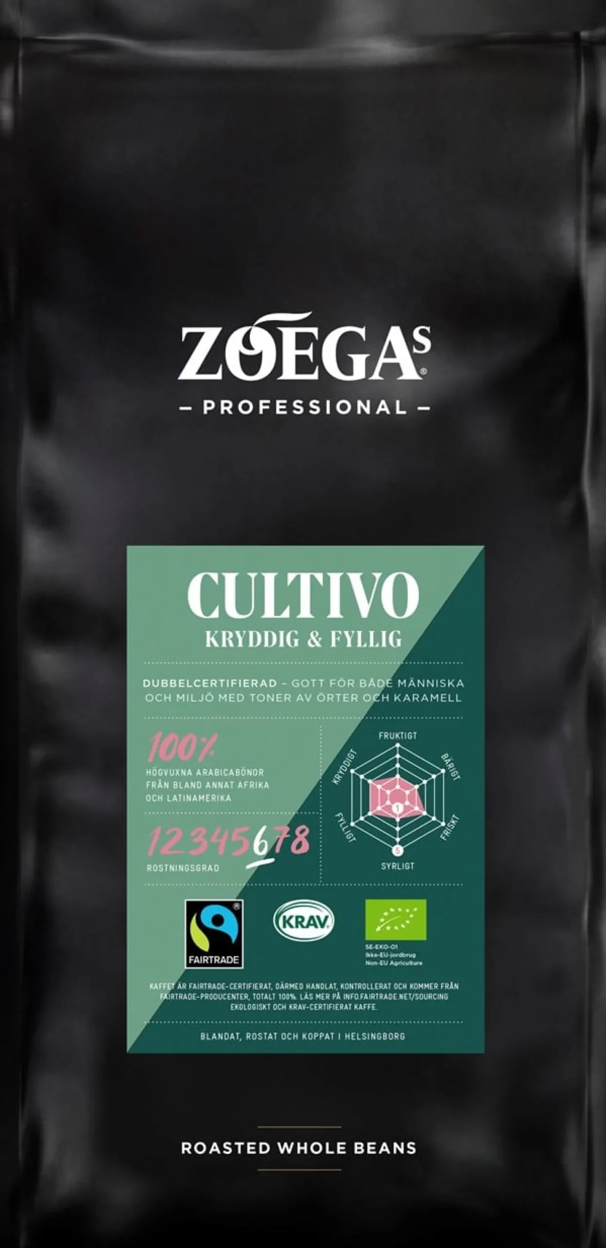 Kaffebönor Zoégas Professional Cultivo Arabica, mörkrost, 750g