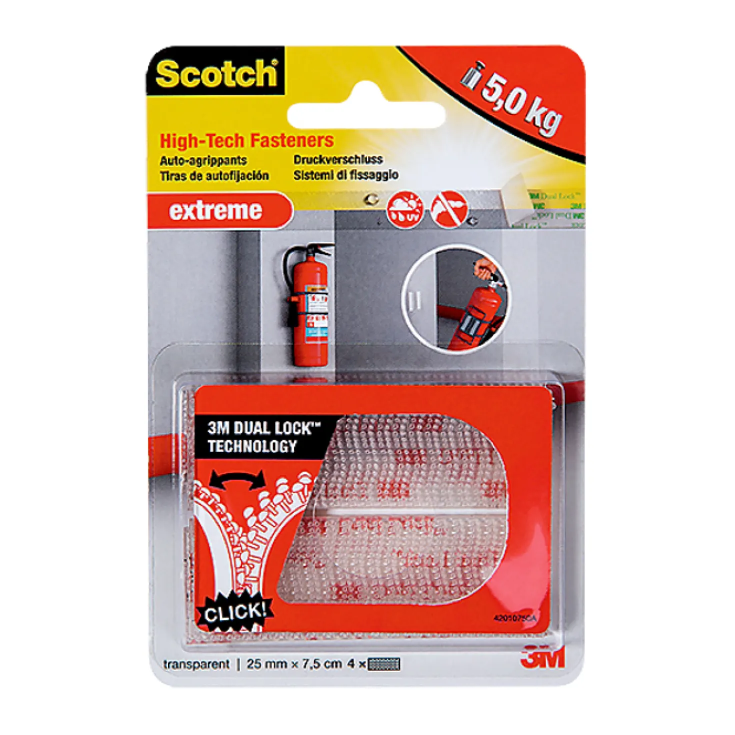 Kardborrband Scotch Extreme Dual Lock, transparent, 25 x 75mm