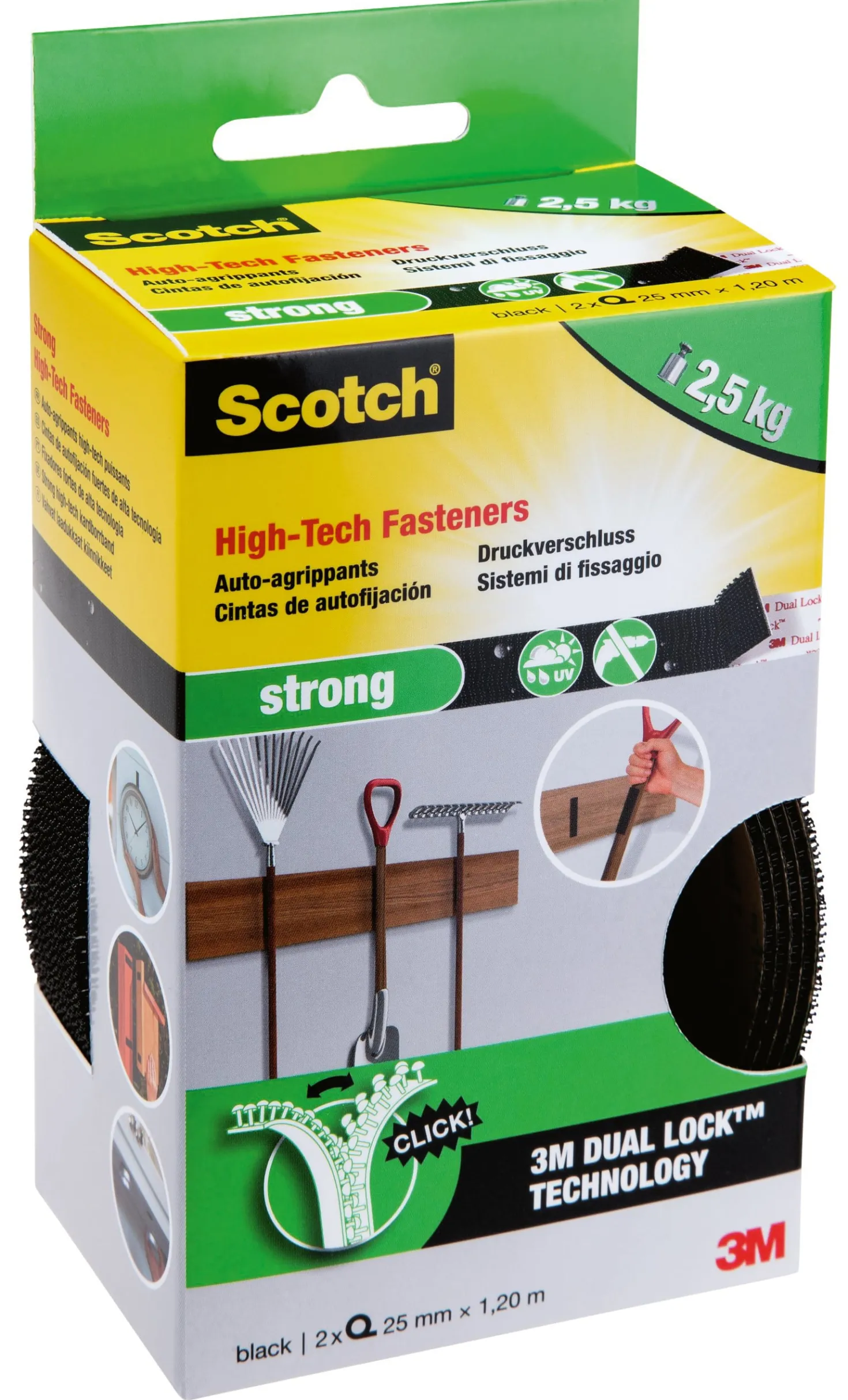 Kardborrband Scotch Strong Dual Lock, 25mm x 1,2m, svart