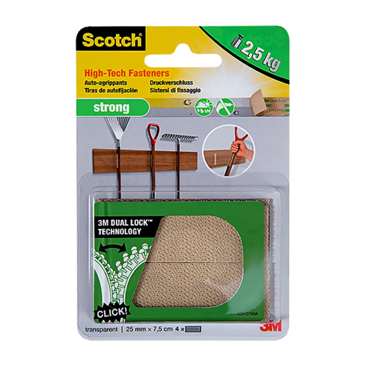 Kardborrband Scotch Strong Dual Lock, transparent, 25x75mm