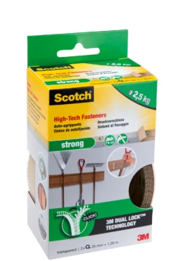 Kardborrband Scotch Strong Dual Lock, 25mm x 1,2m, transparent