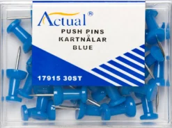 Kartnålar Actual Push-pins, blå, 9 mm, 30 st