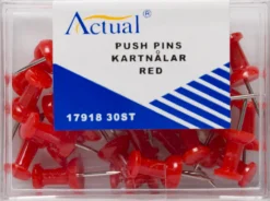 Kartnålar Actual Push-pins, röd, 30 st
