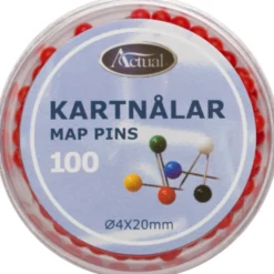 Kartnålar Actual Runda, röd, 100 st