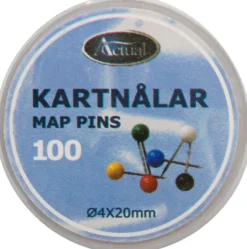 Kartnålar Actual Runda Vita, 20 mm, 100 st