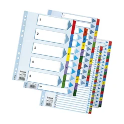 Kartongregister Esselte Mylar A4 1-5, färgkodade flikar
