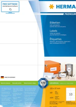 Klisteretiketter Herma Premium 105 x 57 mm, vit, 1000 st