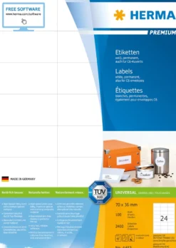 Klisteretiketter Herma Premium, 70 x 36 mm, 2400 st