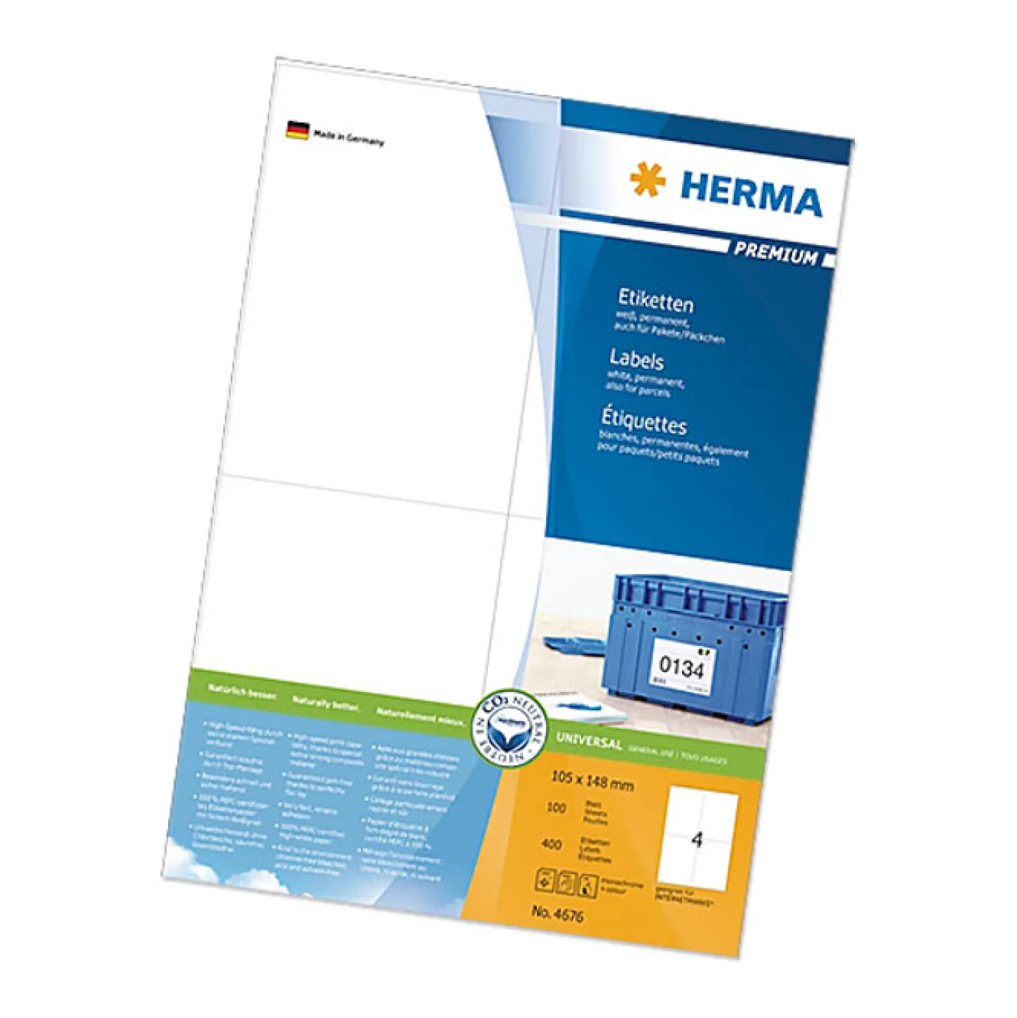 Klisteretiketter Herma Premium 4676, A6, 105x148mm, 400 st