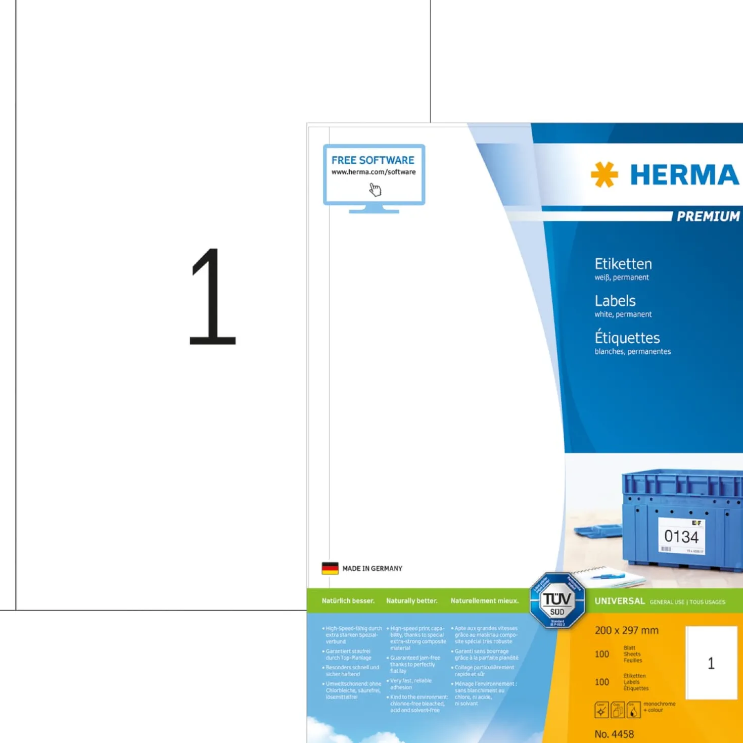 Klisteretiketter Herma Premium 4458, 200 x 297 mm, 100 ark