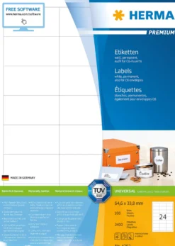 Klisteretiketter Herma Premium 4262, 64,6x33,8mm, 2400 st
