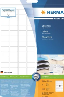 Klisteretiketter Herma 4334 Premium, 25,4x16,9 mm, vit, 25 ark