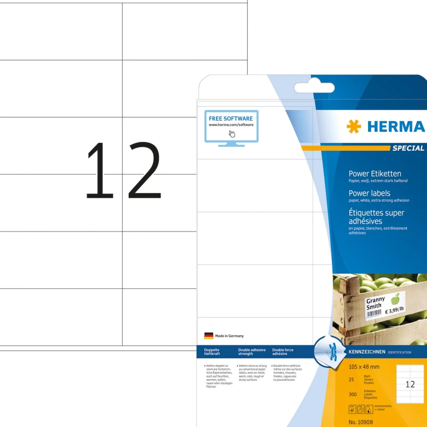 Klisteretiketter Herma Special Power, 105x48mm, 300 st