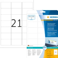 Klisteretiketter Herma Special Avtagbar, 63,5 x 38,1 mm, 525 st