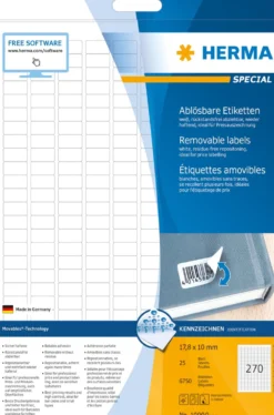 Klisteretiketter Herma Special Avtagbar, 17,8 x 10 mm, 6750 st