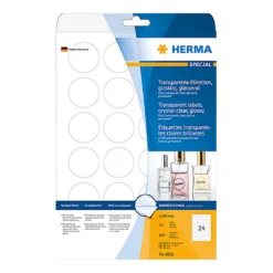 Klisteretiketter Herma Special Film, transparent, Ø 40mm, 600 st