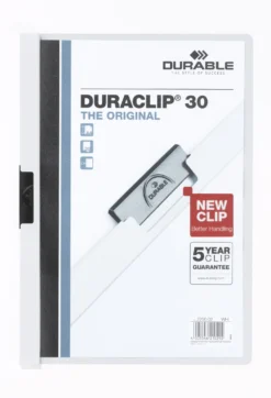 Klämmapp Durable Duraclip 30 A4, vit, 30 ark