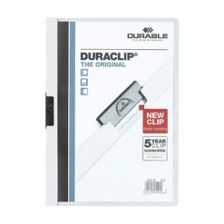 Klämmapp Durable Duraclip 30 A4, vit, 30 ark