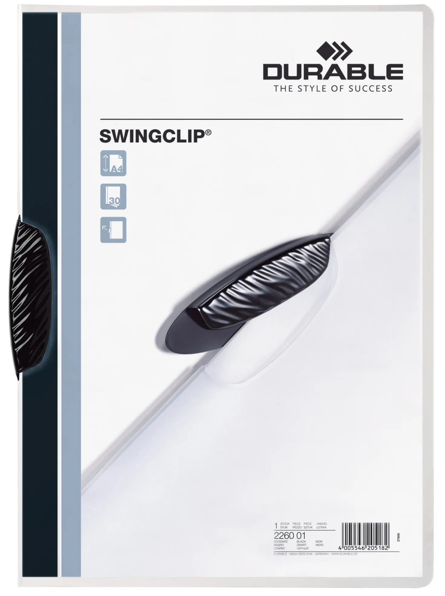 Klämmapp Durable Swingclip A4, svart