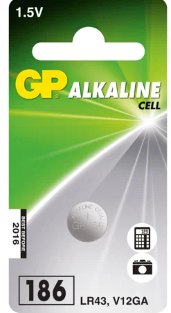 Knappcellsbatteri GP LR43/186 Alkalisk, 1,5 V