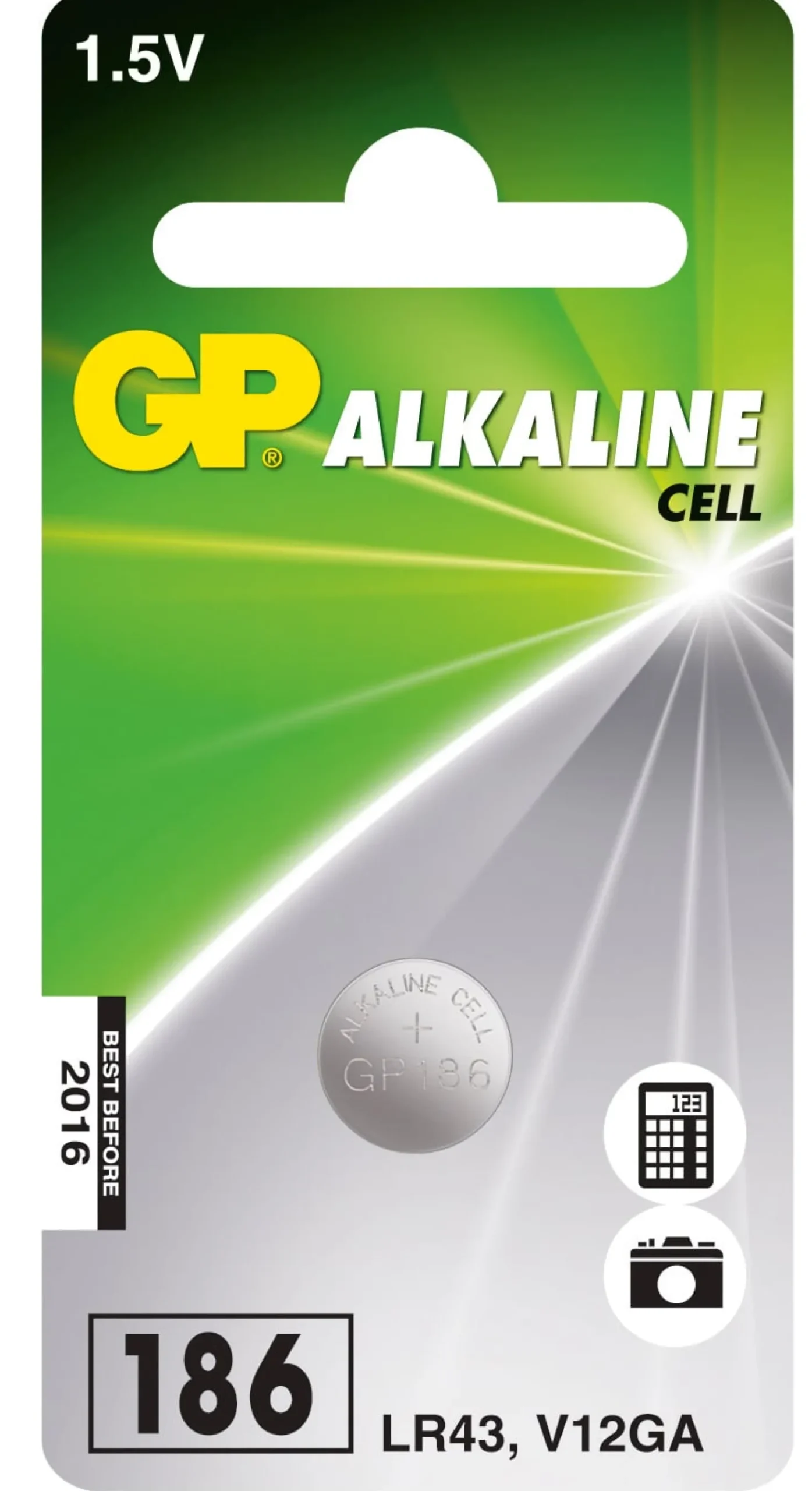Knappcellsbatteri GP LR43/186 Alkalisk, 1,5 V