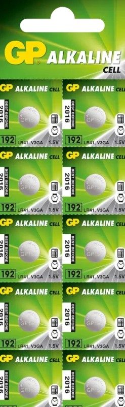 Knappcellsbatteri GP LR41 1,5V Alkalisk, 10-pack