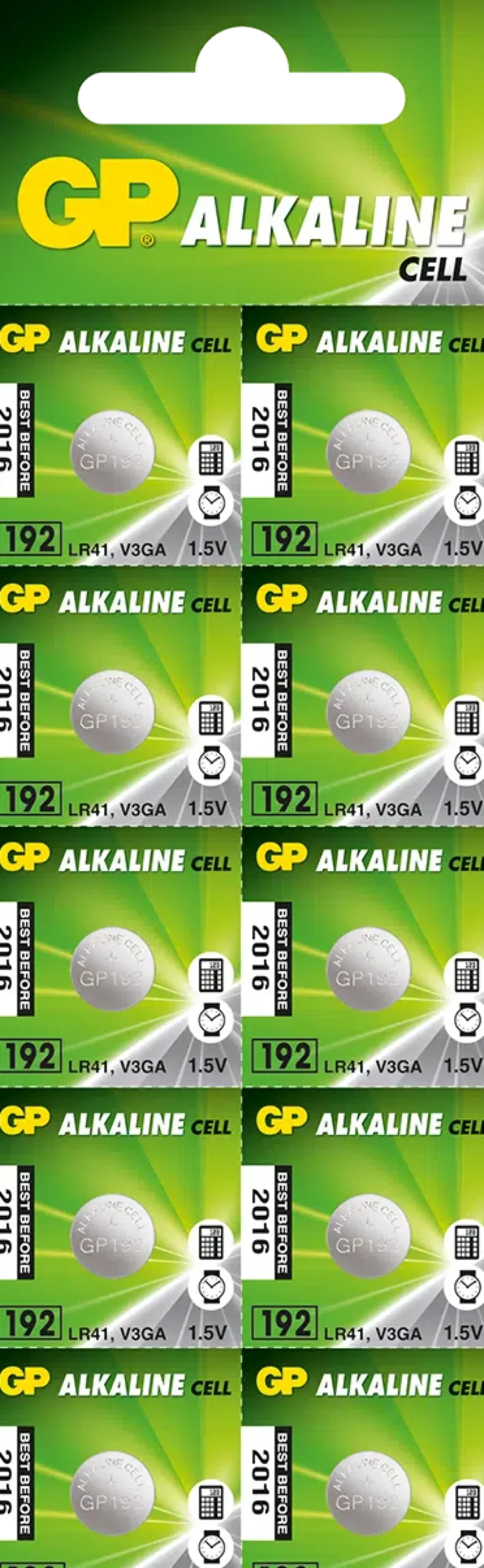 Knappcellsbatteri GP LR41 1,5V Alkalisk, 10-pack