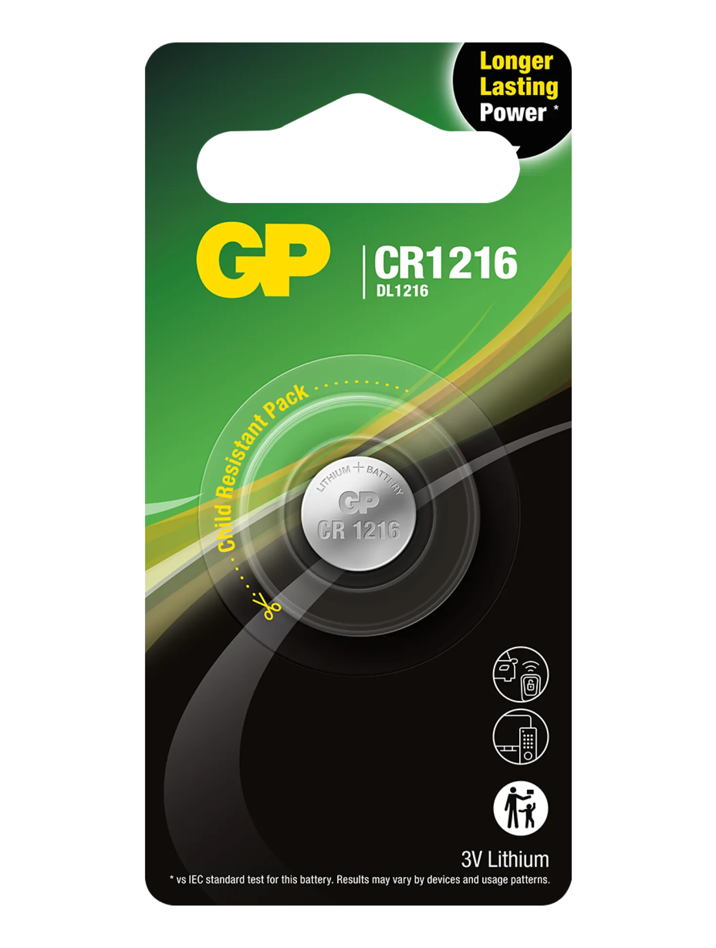 Knappcellsbatteri Lithium CR1216, 3V