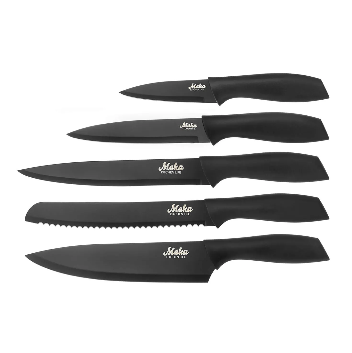 Knivset MAKU 5 st Svart, rostfritt stål, diskmaskinssäker
