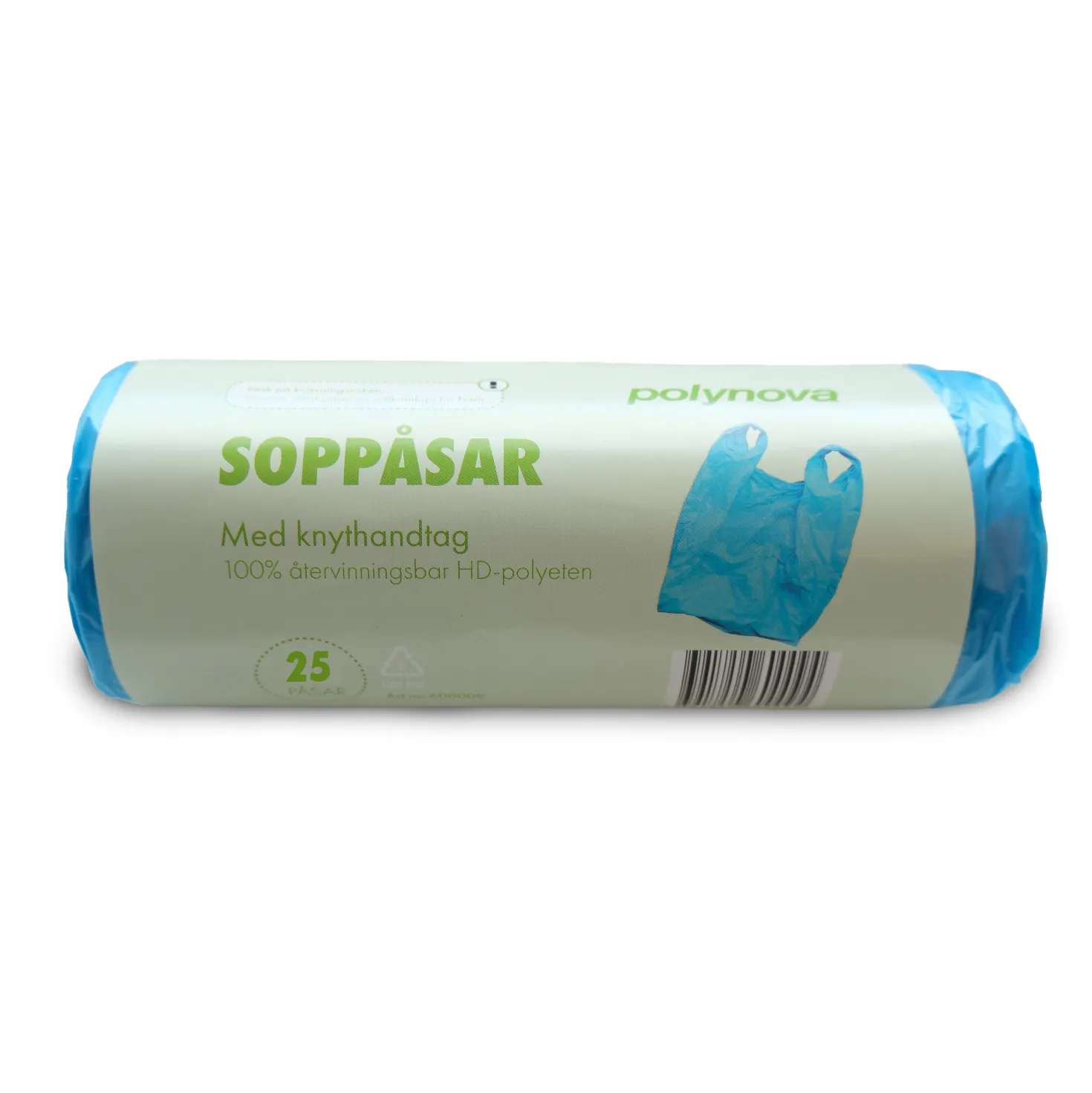Knytpåse Polynova HDPE 30L, blå, 25 st per rulle