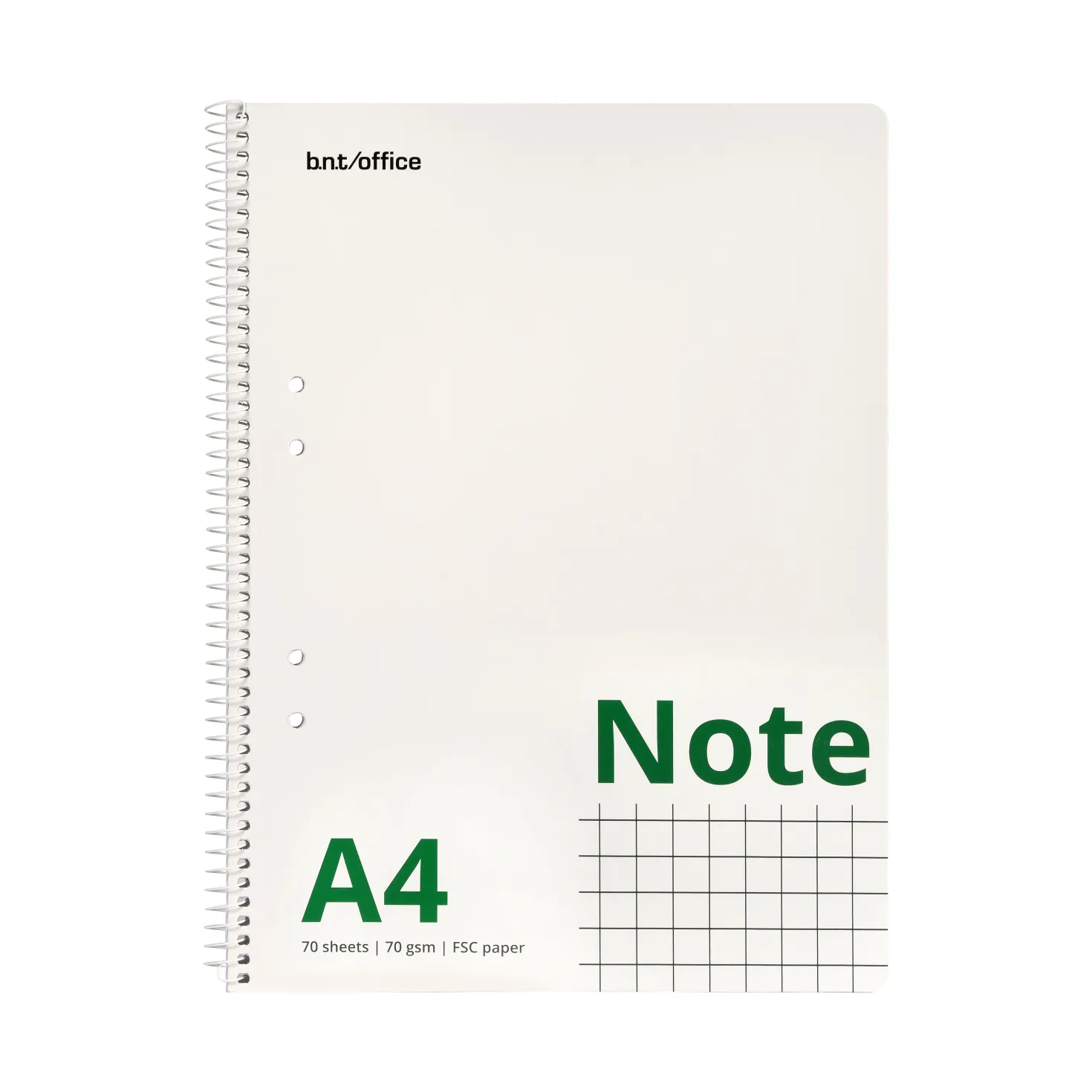 Kollegieblock BNT-office A4 70g rutat, hålat, 70 blad