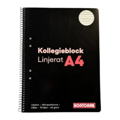 Kollegieblock Kontorab A4 linjerat, hålat, 60 g/m²