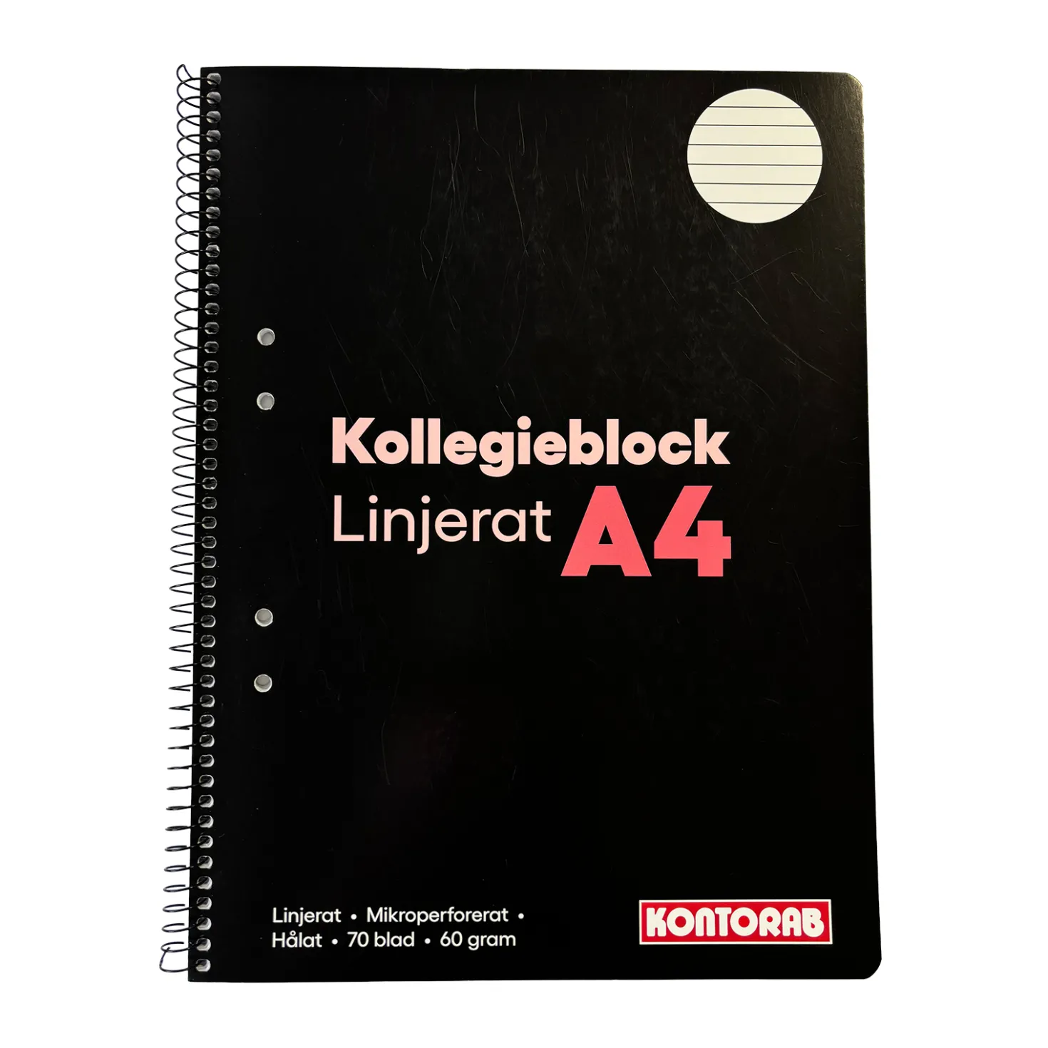 Kollegieblock Kontorab A4 linjerat, hålat, 60 g/m²