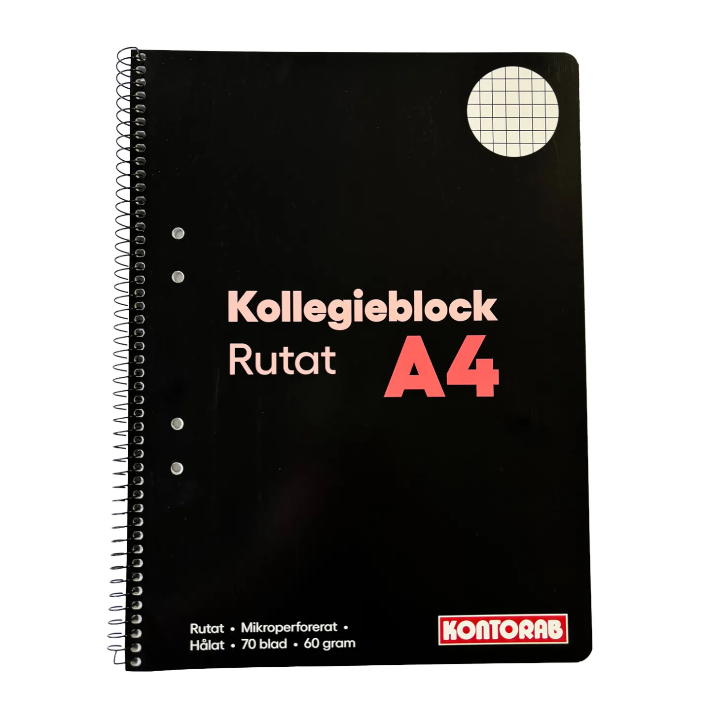 Kollegieblock Kontorab A4 rutat, hålat, 70 blad, 60g