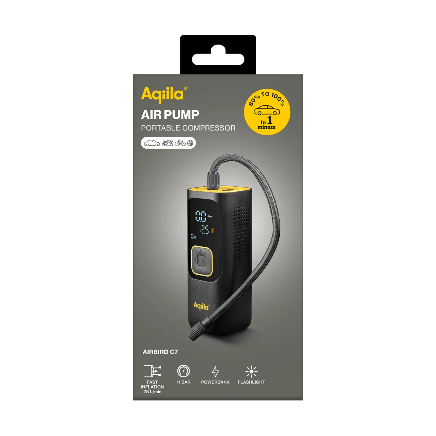 Kompressor Aqiila Airbird C7, 11 bar, USB-C, bärbar