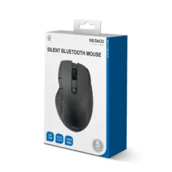 Kontorsmus Deltaco Bluetooth Tyst, 5 knappar, 600-1200 DPI, svart