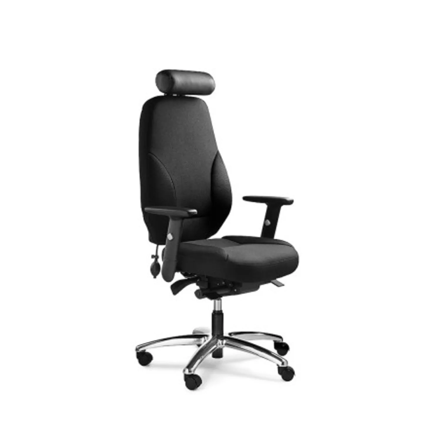 Kontorsstol Inergo Ergo, svart textil, mesh, kromad bas