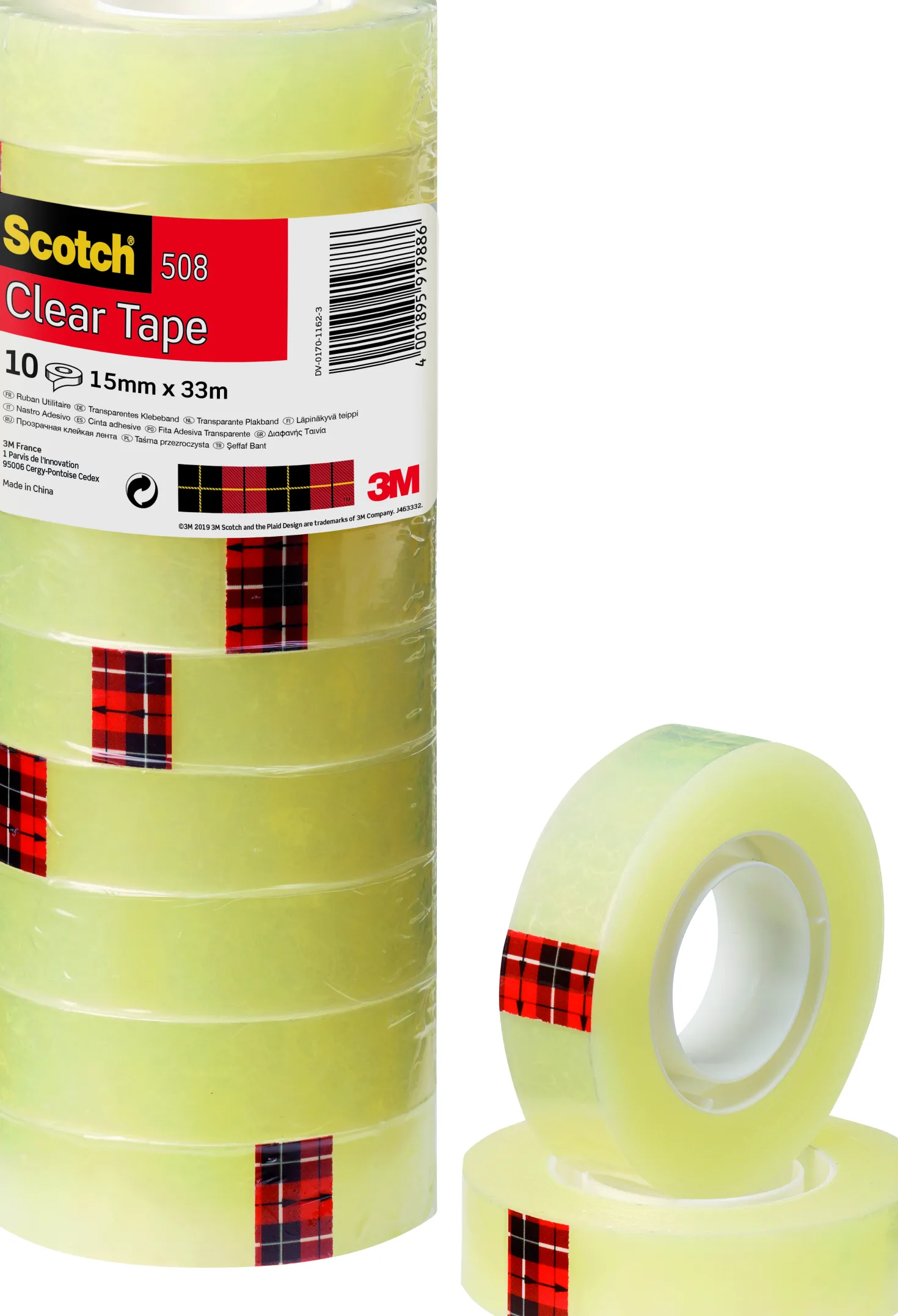 Kontortejp Scotch 508 Transparent, 15mm x 33m, 10 rullar