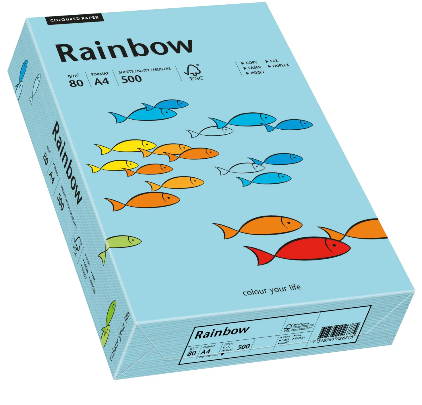 Kopieringspapper Rainbow A4 80g Mellanblå, 500 ark