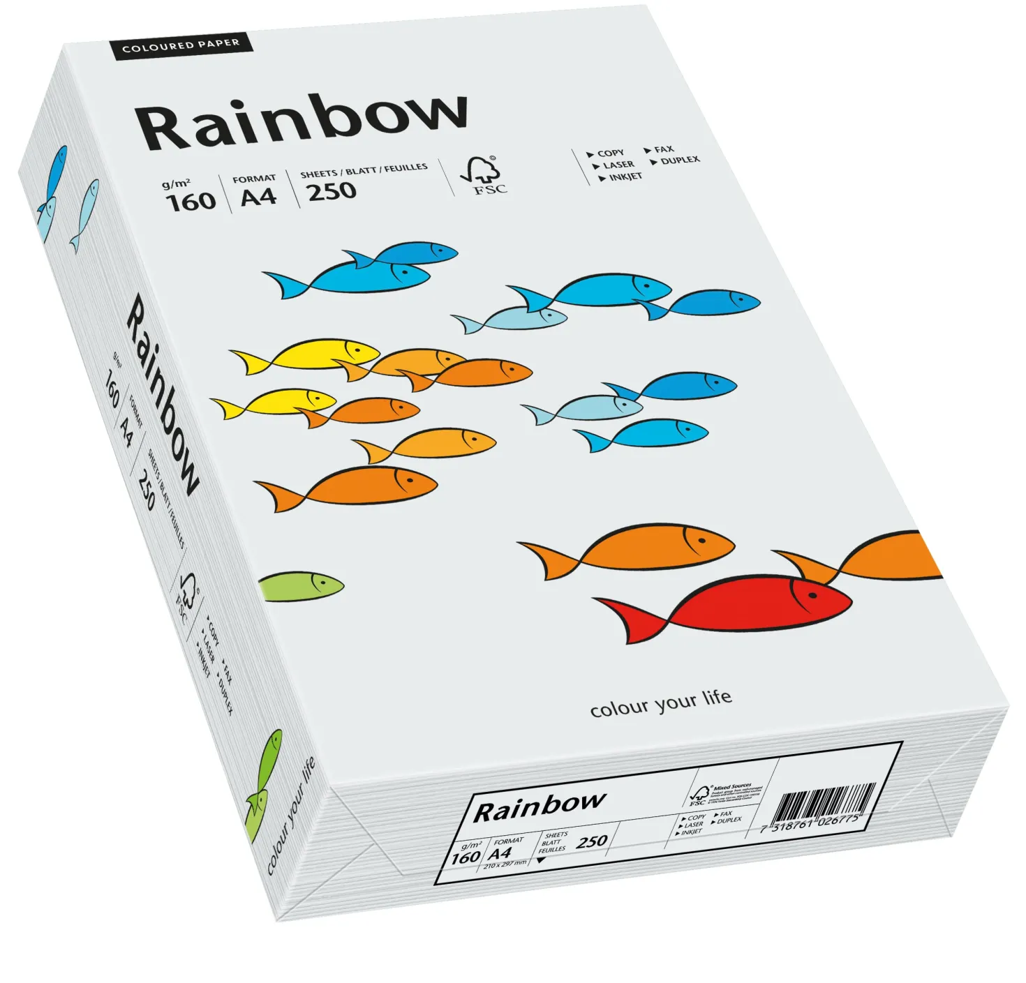 Kopieringspapper Rainbow A4 160g ljusgrå, matt, 250 ark
