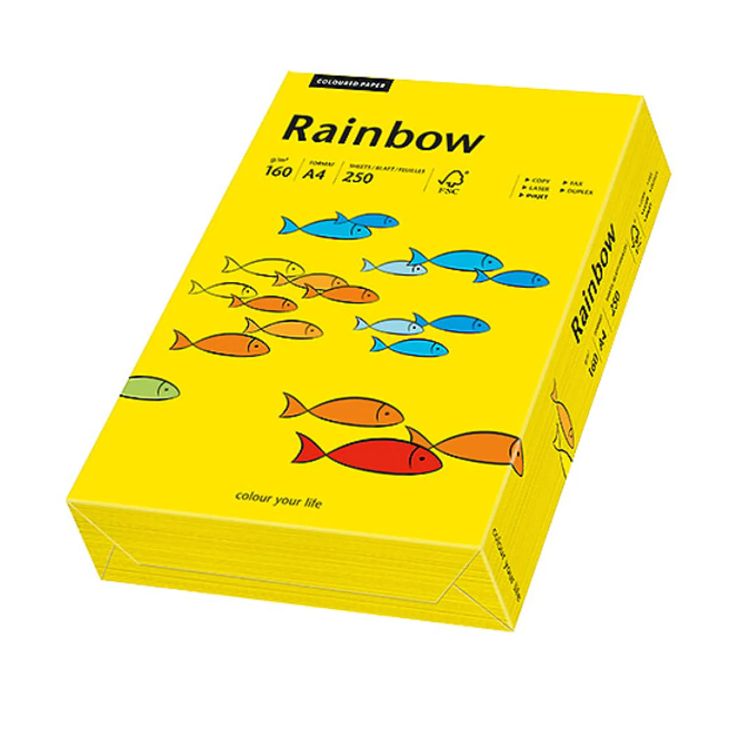 Kopieringspapper Rainbow A4 160g Intensivgul, 250 ark