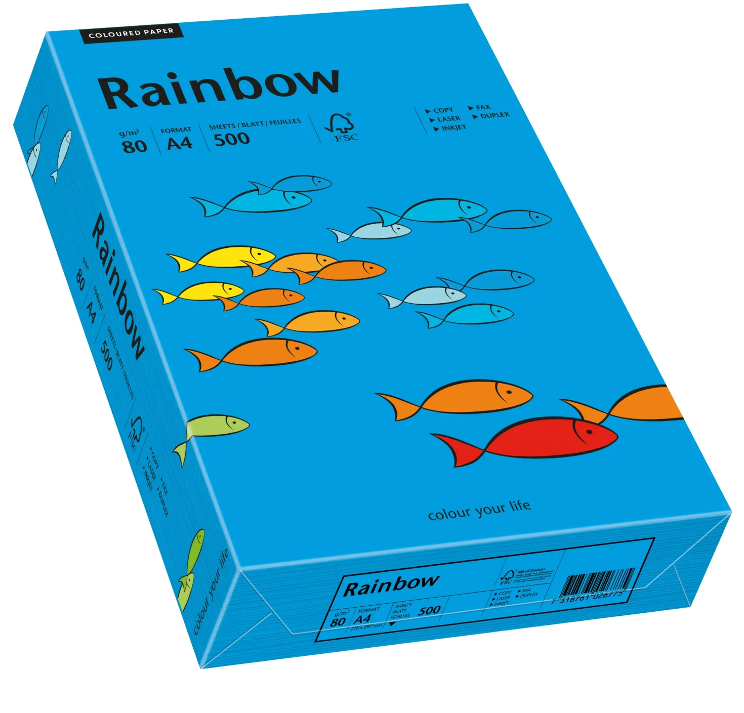 Kopieringspapper Rainbow A4 80g Intensivblå, 500 ark/fp