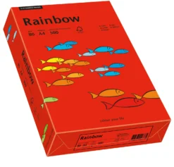 Kopieringspapper Rainbow A4 80g intensivröd, 500 ark
