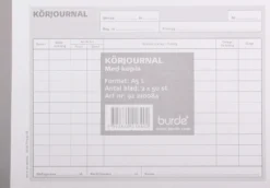 Körjournal Burde A5L med karbonpapper, 2x50 blad, hålstansad