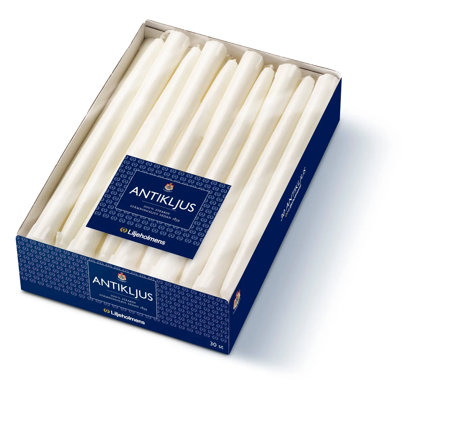 Kronljus Liljeholmens Stearin, vit, 25,5 cm, 30 st