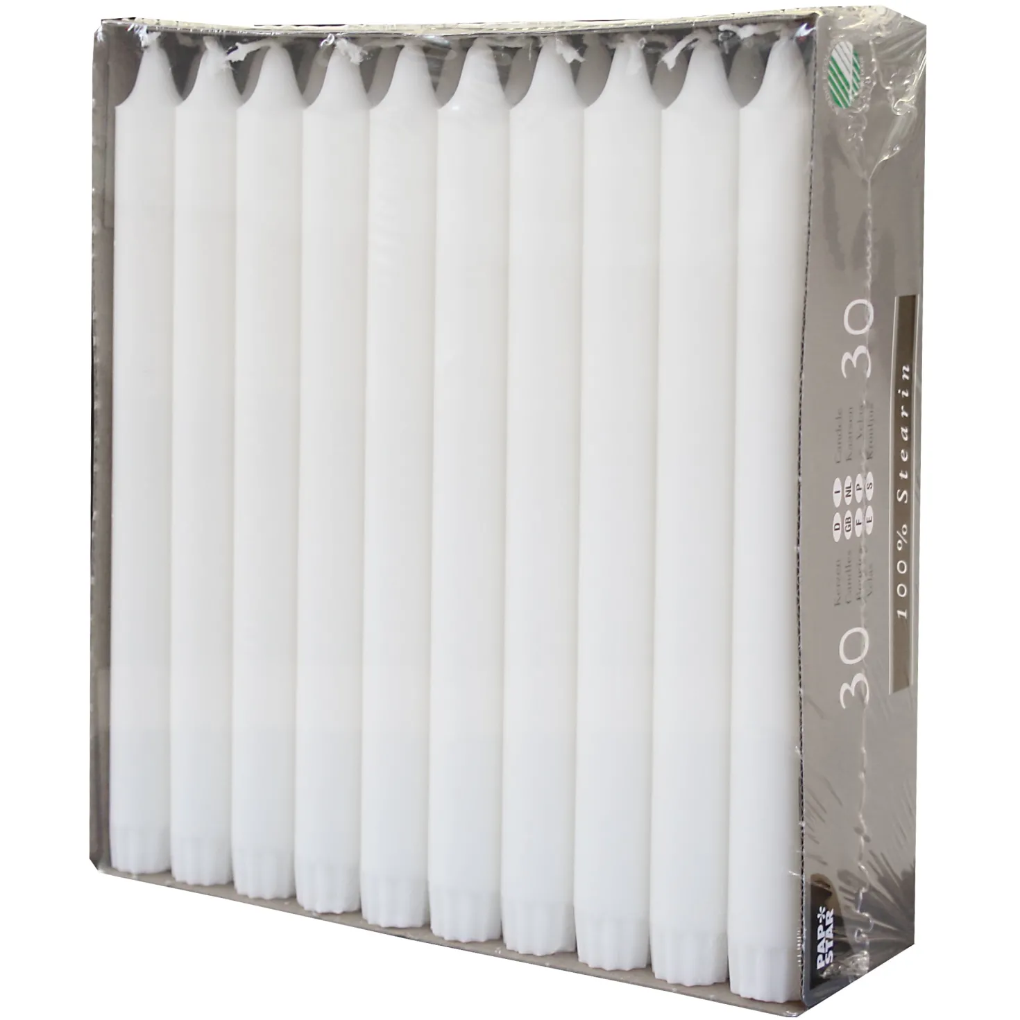 Kronljus Papstar Delsbo Stearin, vit, 20 cm, 30 st